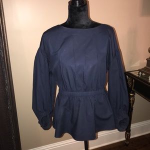 Navy peplum top